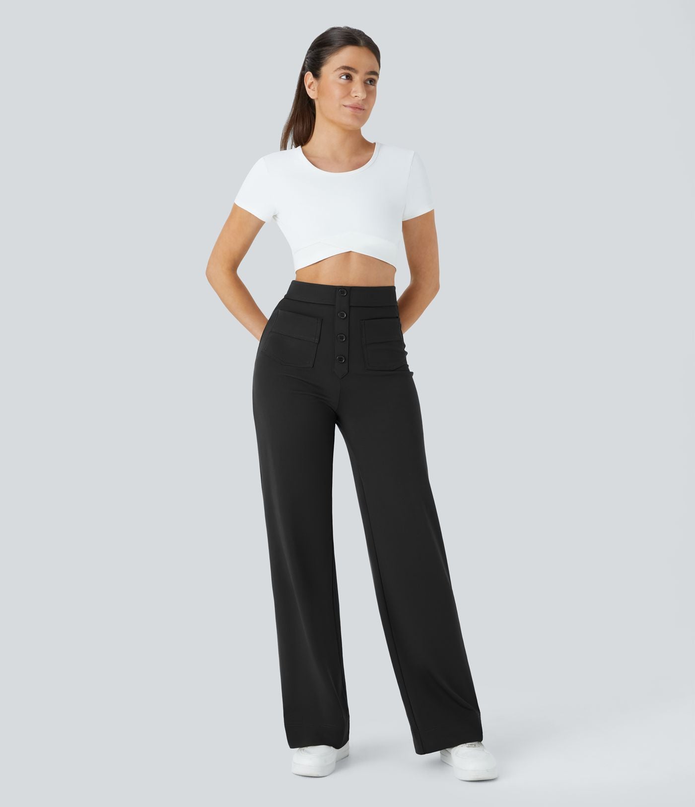 Pantalons élastiques confortables Jade de Danoir Paris en vert, taille XS, tissu doux et flexible pour un style décontracté.