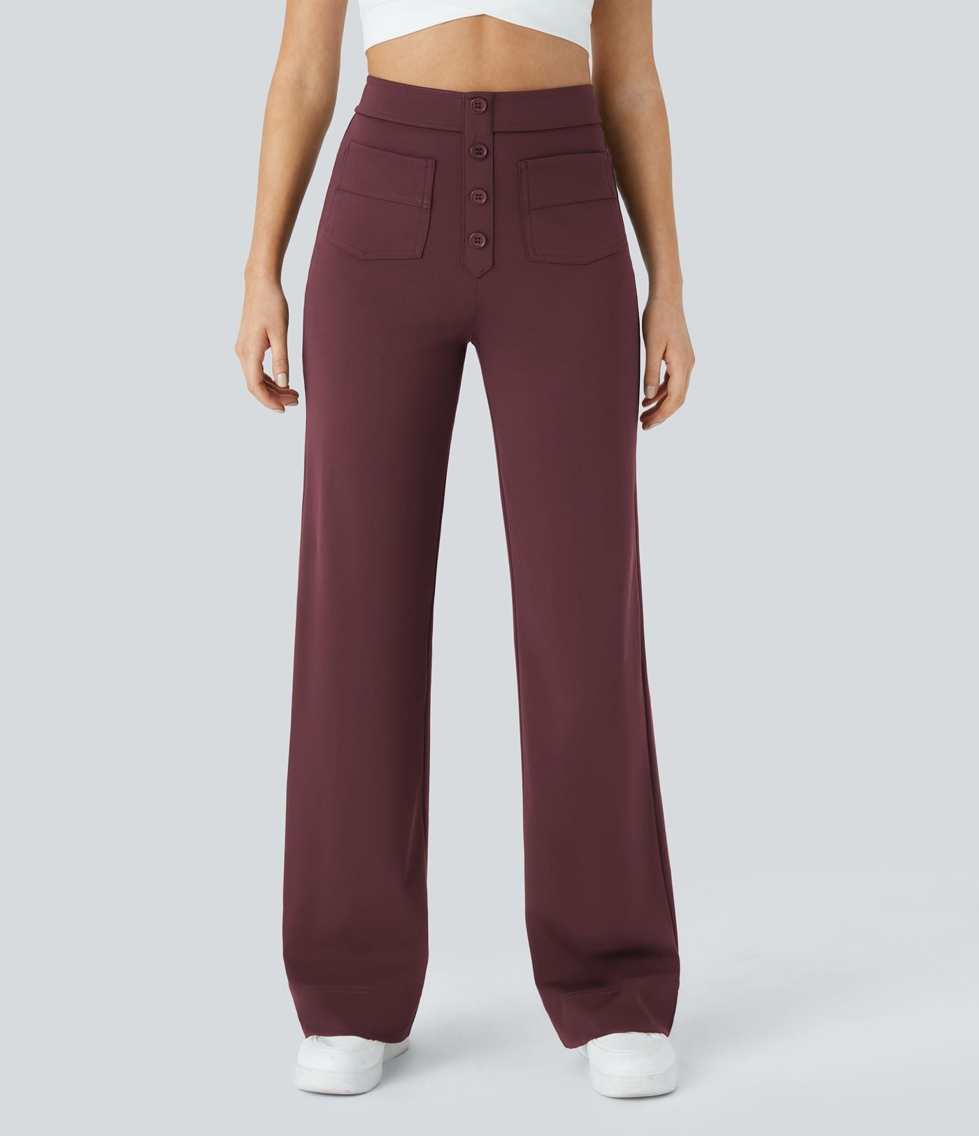 Pantalons élastiques verts Jade de Danoir Paris, confortables, en tissu doux, vue de face, taille XS.