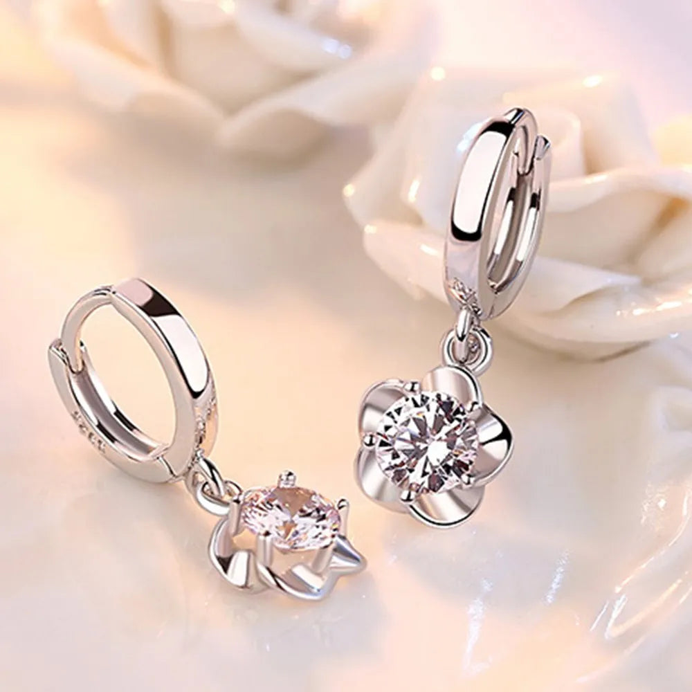 Boucles d'oreilles en argent sterling avec zircons violets et blancs, bijoux élégants de Danoir Paris