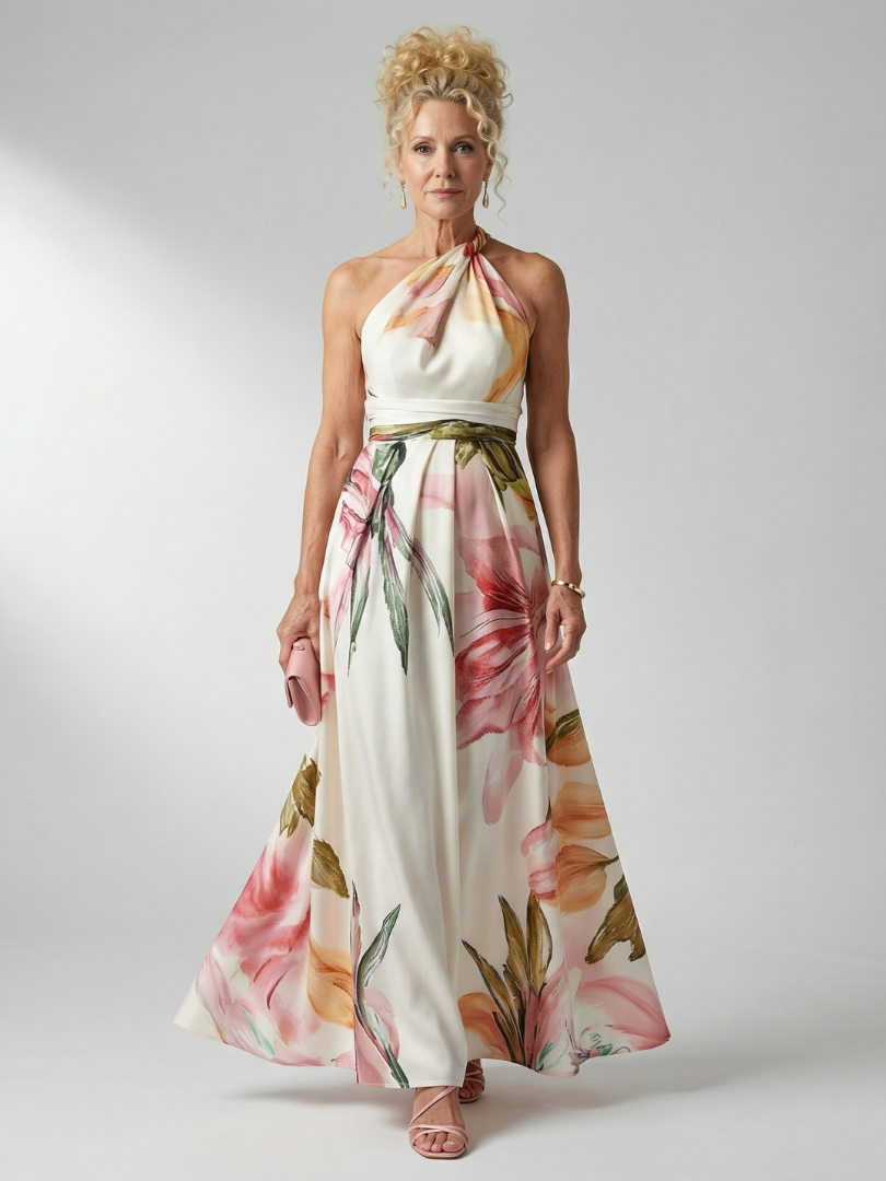 Robe longue fluide blanche à fleurs légères Amiel Danoir Paris, style floral et élégant pour femme.