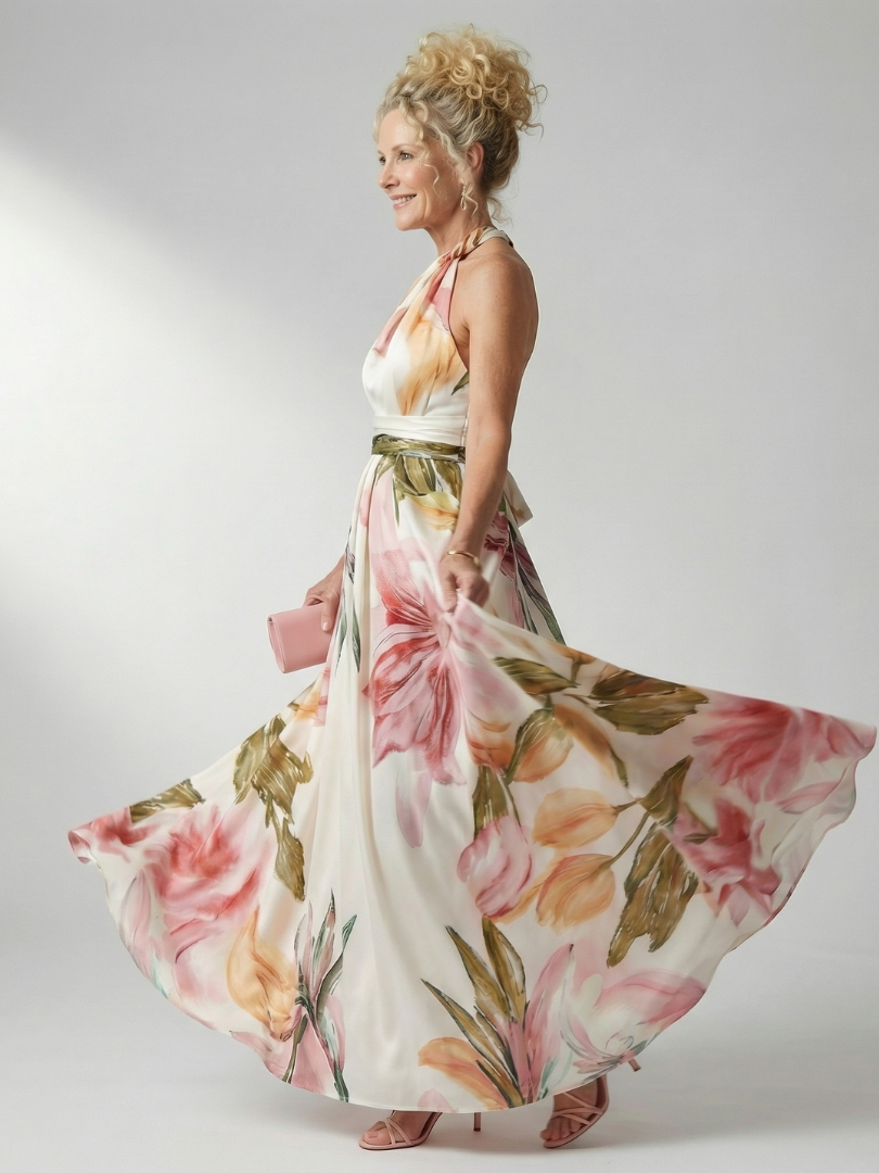 Robe longue légère à fleurs blanches Danoir Paris Amiel, style floral et élégant, portée décontractée et féminine.