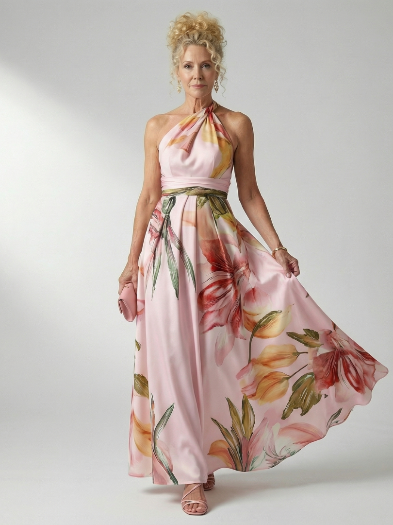 Robe maxi légère à fleurs blanches Amiel de Danoir Paris, style élégant et fluide, portée en été ou en occasion spéciale.