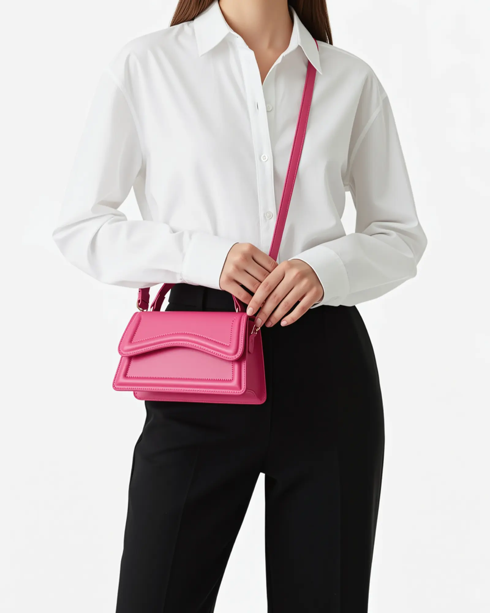 Sac à main blanc Danoir Paris Ibiza, en cuir souple avec poignées élégantes et détails modernes, vue de face.