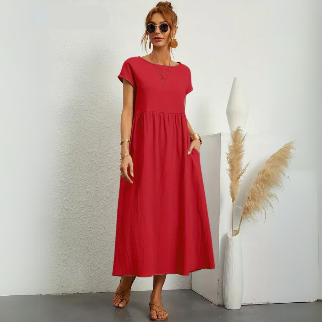 Robe midi décontractée en coton blanche pour femme de la marque Danoir Paris, veste légère et style élégant.