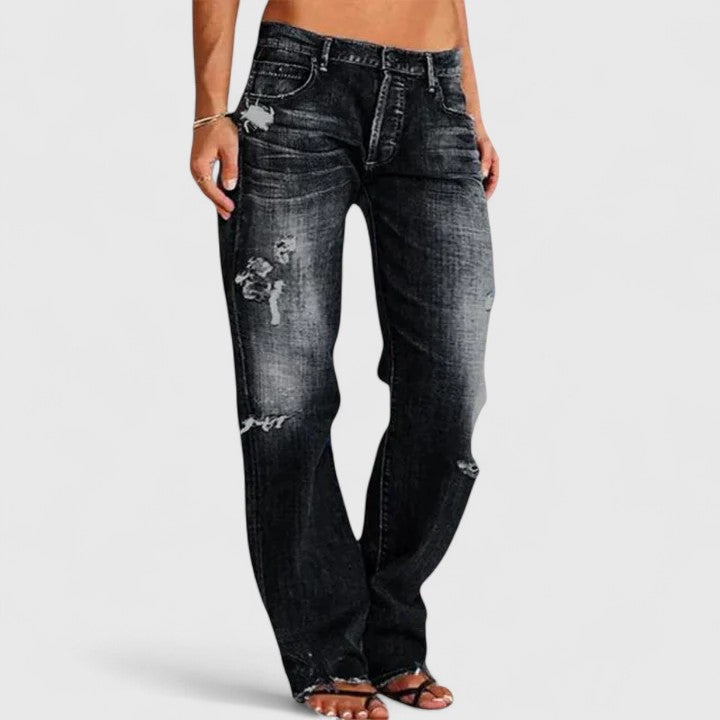 Pantalon femme Danoir Paris Lianette en jean élégant bleu, coupe moderne et tendance.