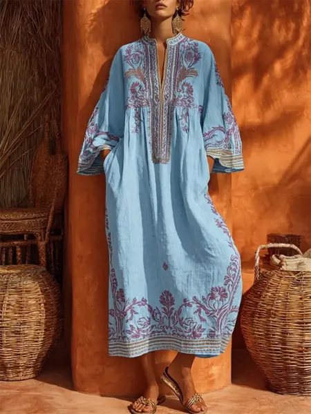 Robe brodée en viscose pour femmes Jasmine de Danoir Paris, robe souple verte avec détails brodés élégants.