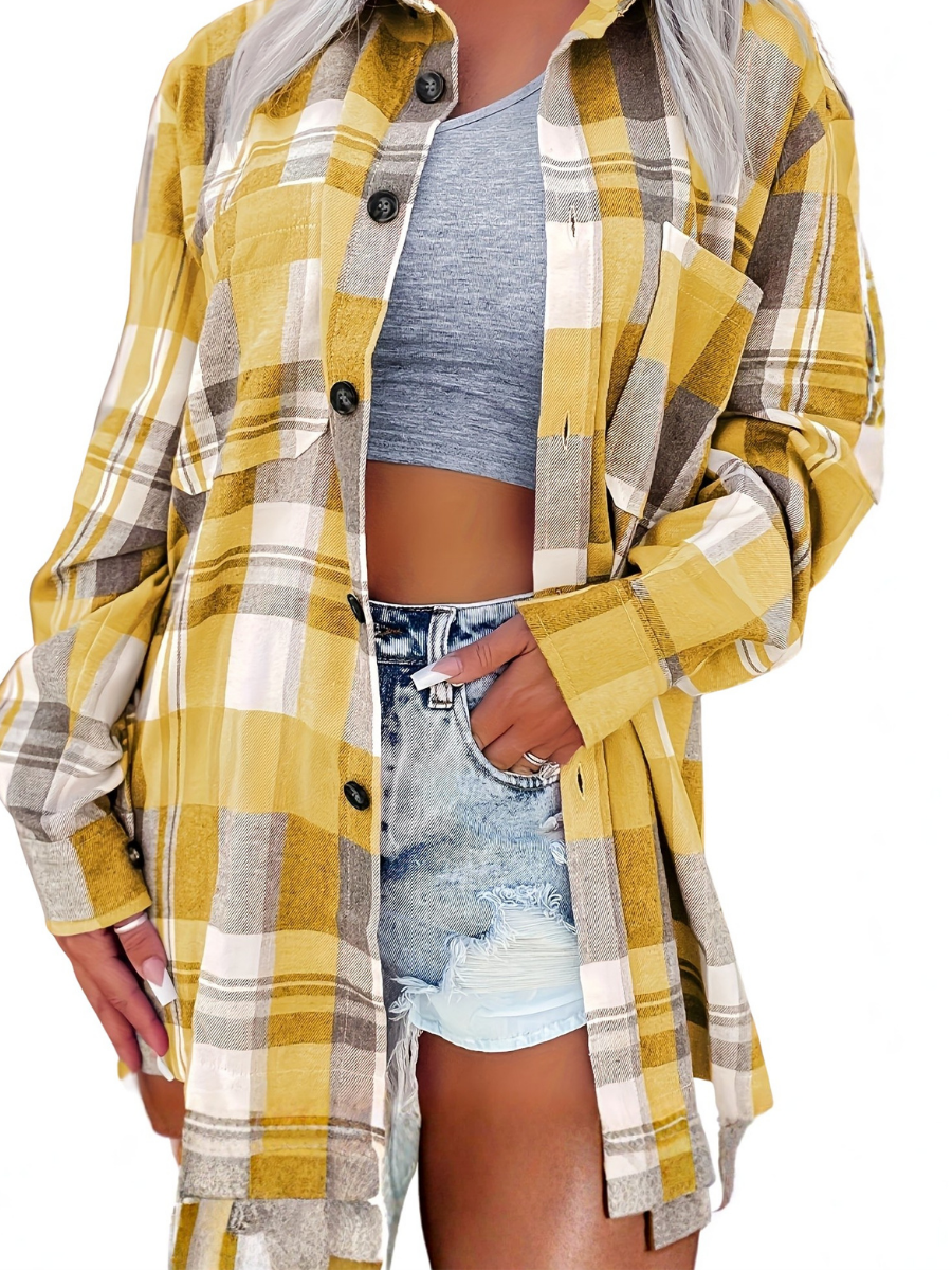 Chemise d'été jaune pour femmes Moreau Lyon de Danoir Paris, manches longues, tissu léger, style élégant et confortable.