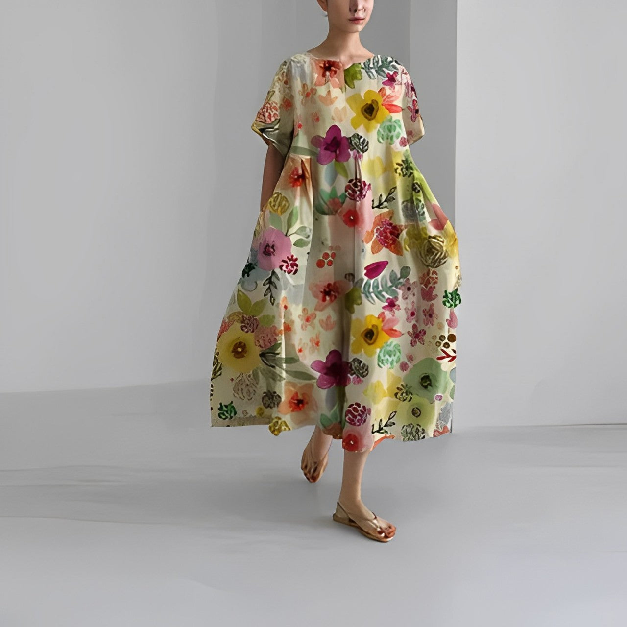 Robe bohème élégante Amelia de Danoir Paris, tissu fluide avec détails raffinés, portée décontractée et stylée.