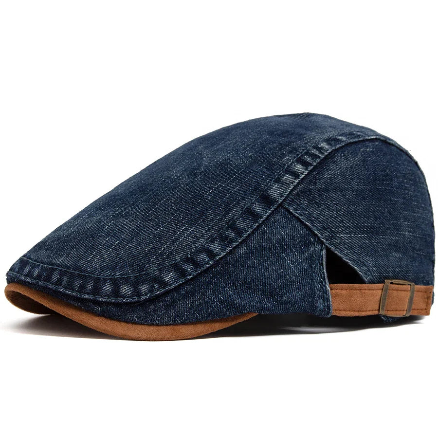 Casquette plate en denim noir Bloom™ de Danoir Paris, style intemporel et confort quotidien, vue de face.