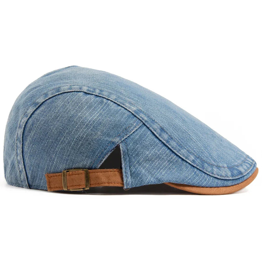 Casquette plate en denim noir Bloom™ de Danoir Paris, style intemporel et confort quotidien, vue de face.