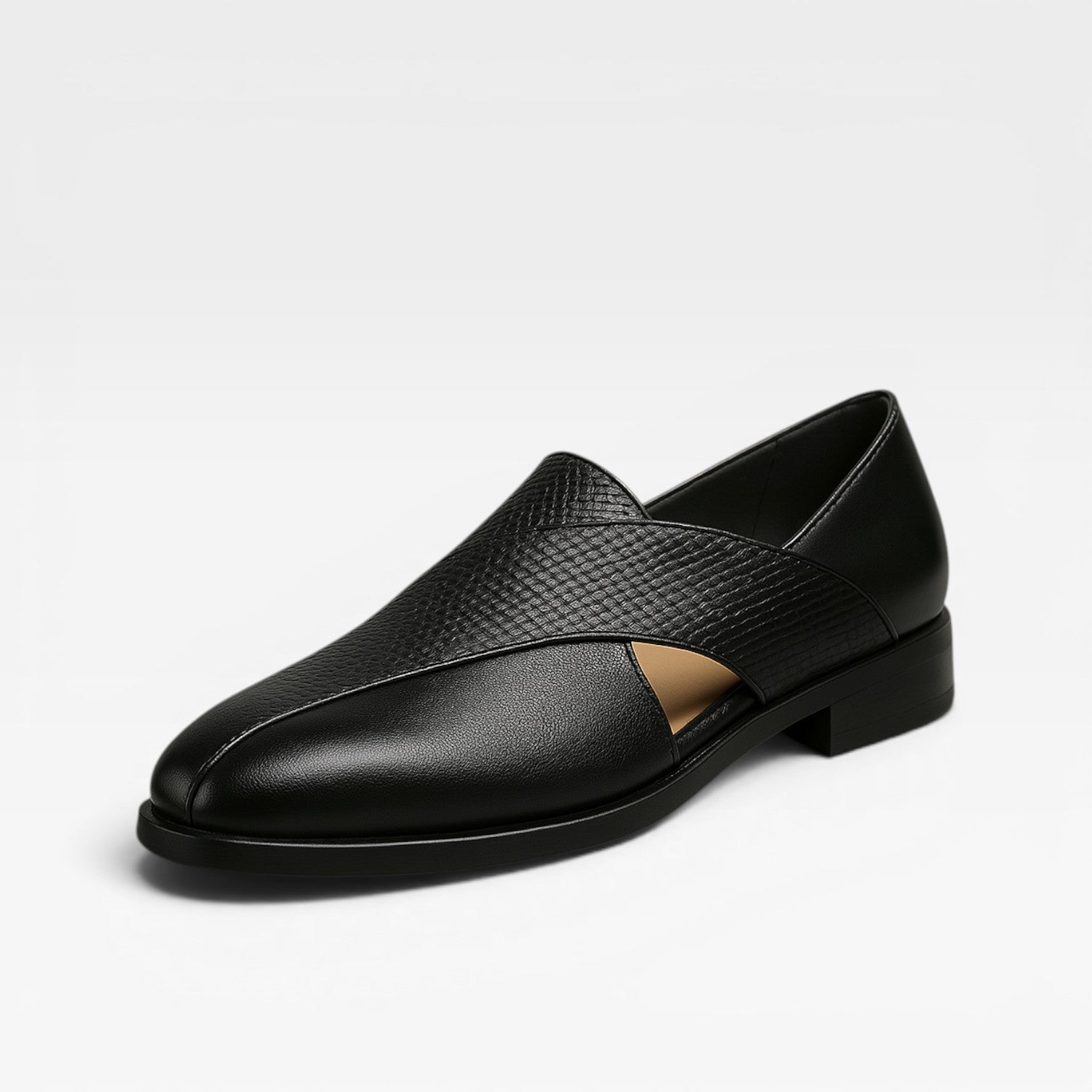 Mocassins en cuir véritable Danoir Paris pour hommes, chaussures habillées classiques à enfiler avec bride croisée.