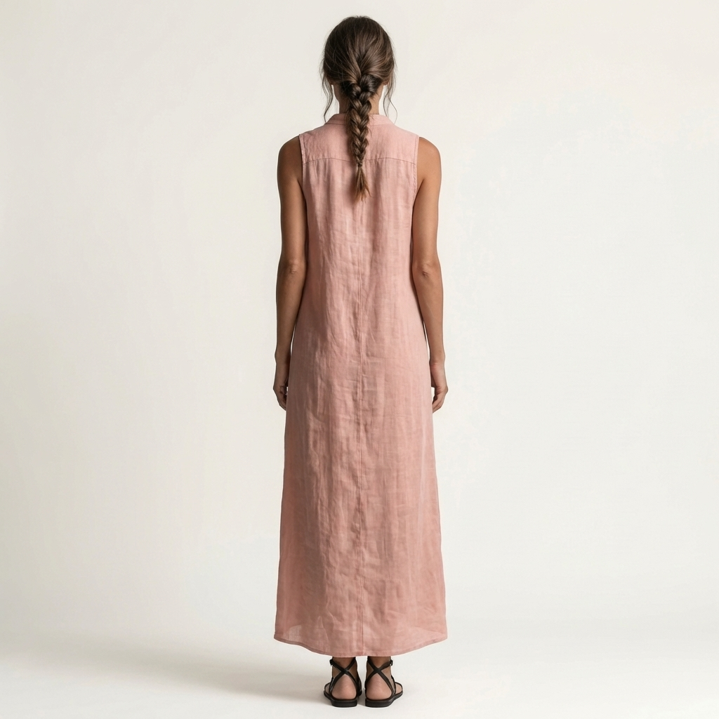 Ensemble maxi sans manches avec boutons et capuche de la marque Danoir Paris, présenté sur un fond neutre.