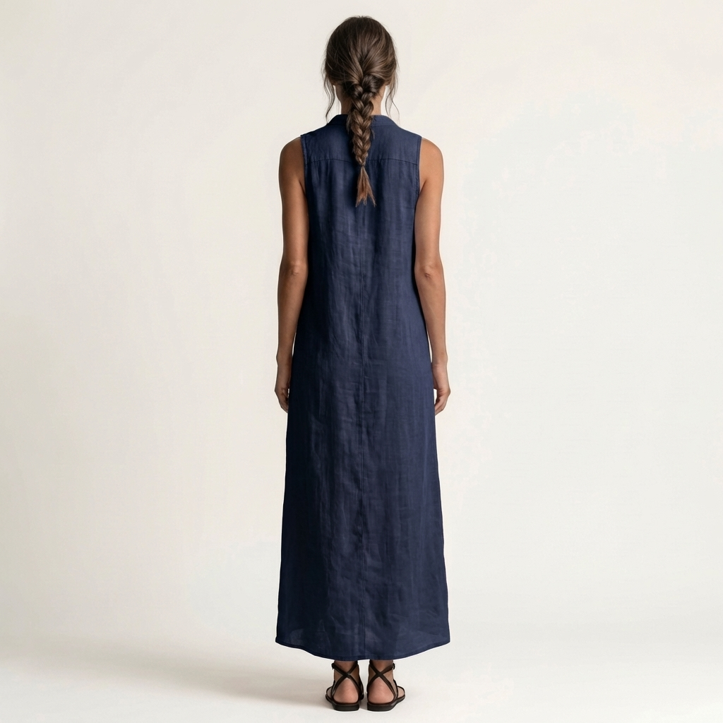 Ensemble maxi sans manches avec capuche et boutons Danoir Paris, robe longue confortable et tendance.