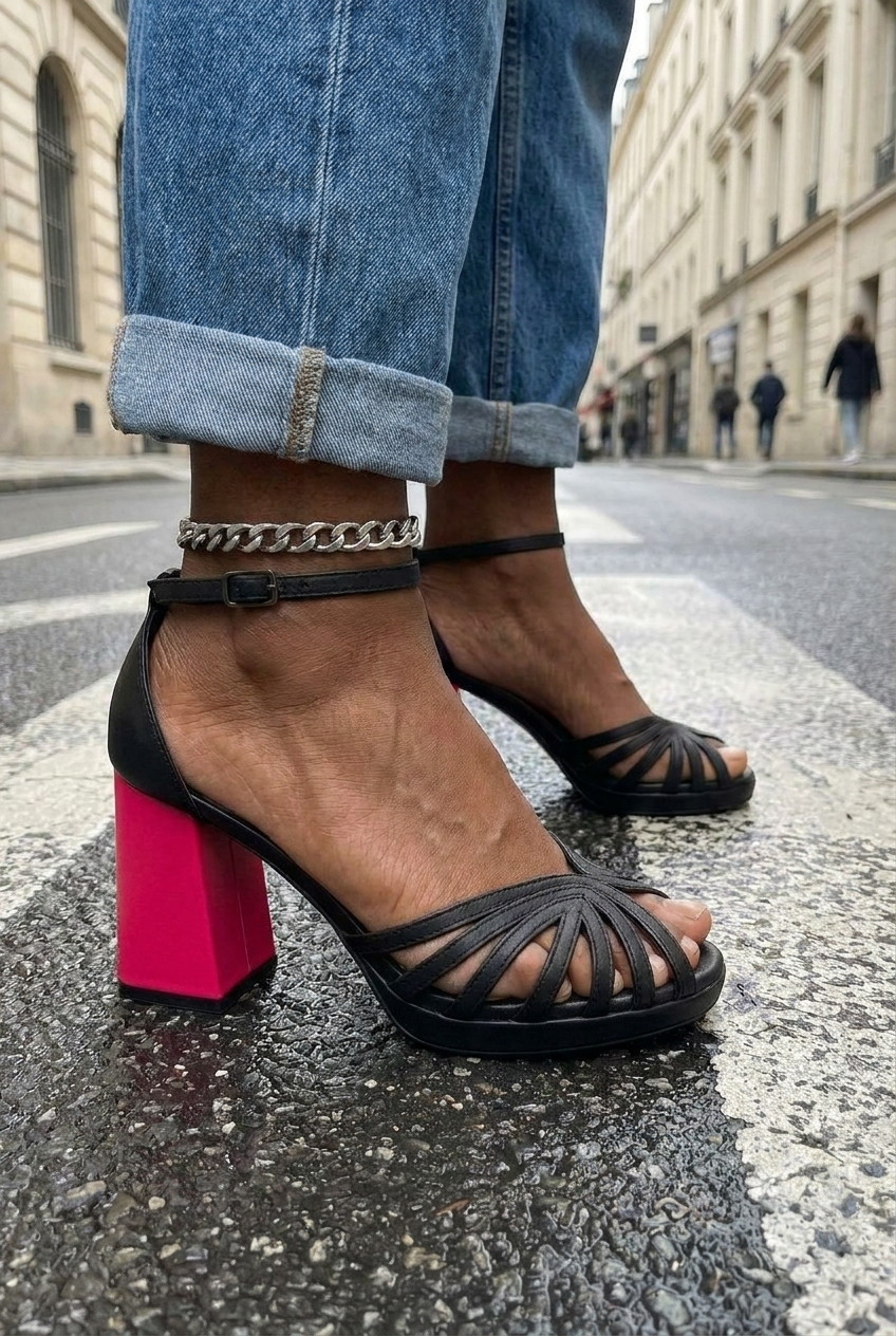 Escarpins sophistiqués Frances™ de Danoir Paris, talons élégants en cuir noir avec détails raffinés.
