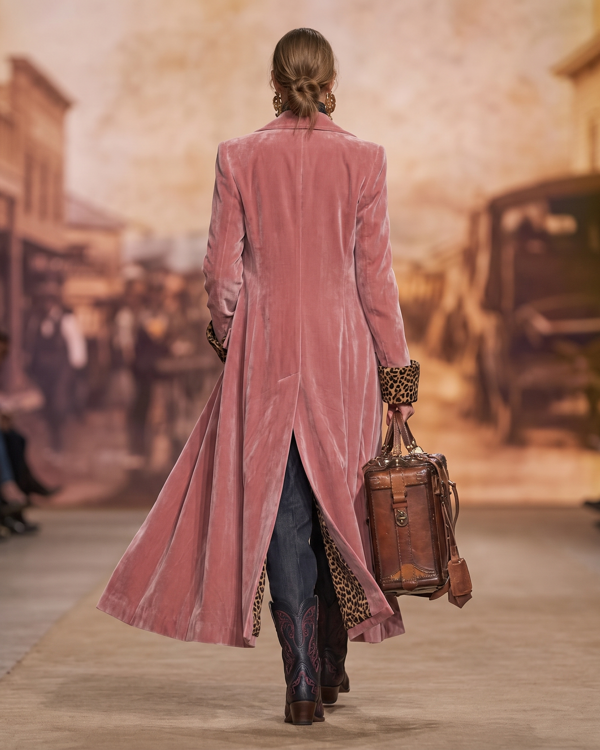 Manteau long élégant sur mesure Danoir Paris, coupe raffinée et détails sophistiqués, porté sur un mannequin.