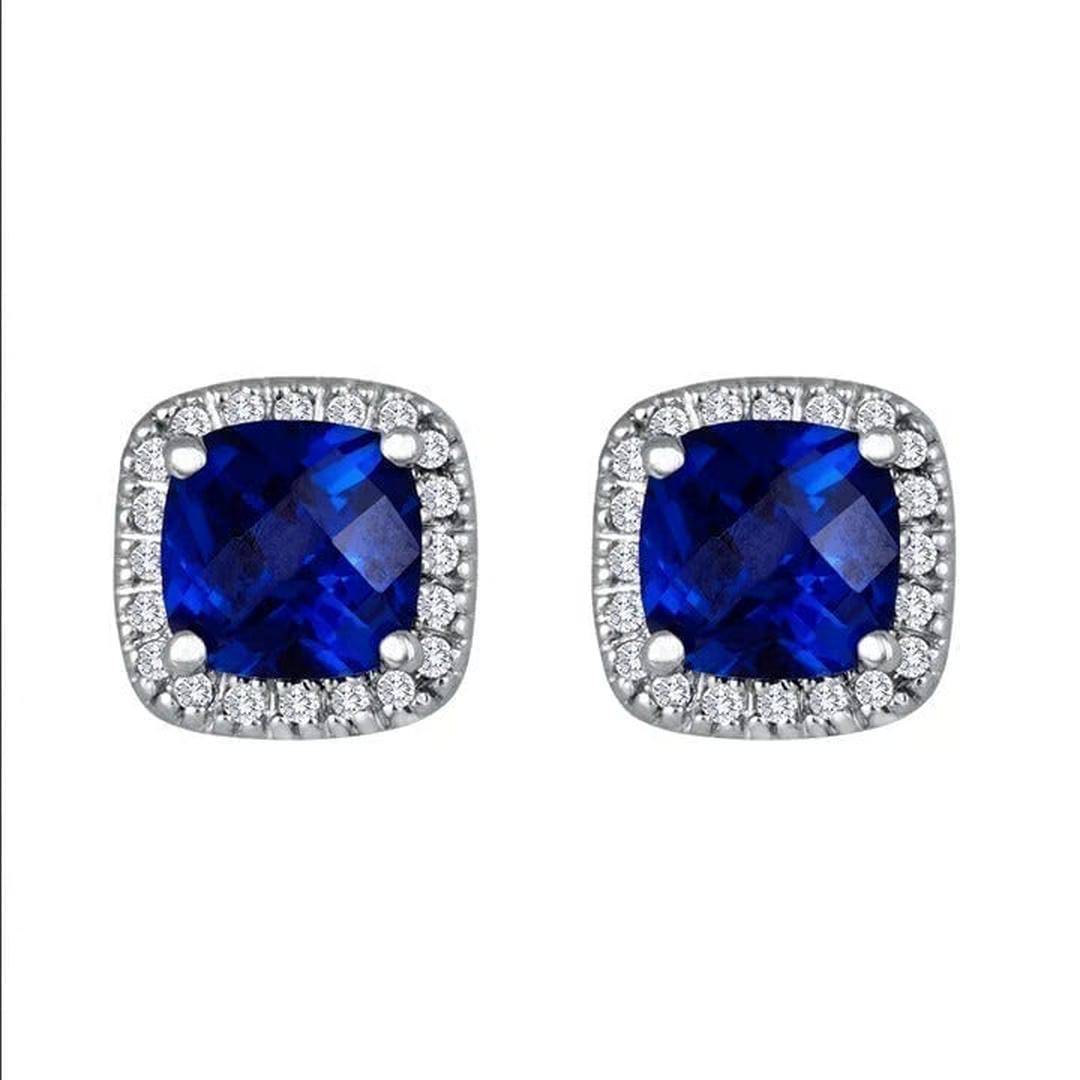 Boucles d'oreilles carrées en saphir de la marque Danoir Paris, bijoux élégants en or blanc avec pierres précieuses.