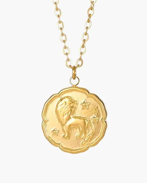 Collier zodiacal en or représentant le signe du Bélier, de la marque Old Money, avec pendentif detaille et finition brillante.