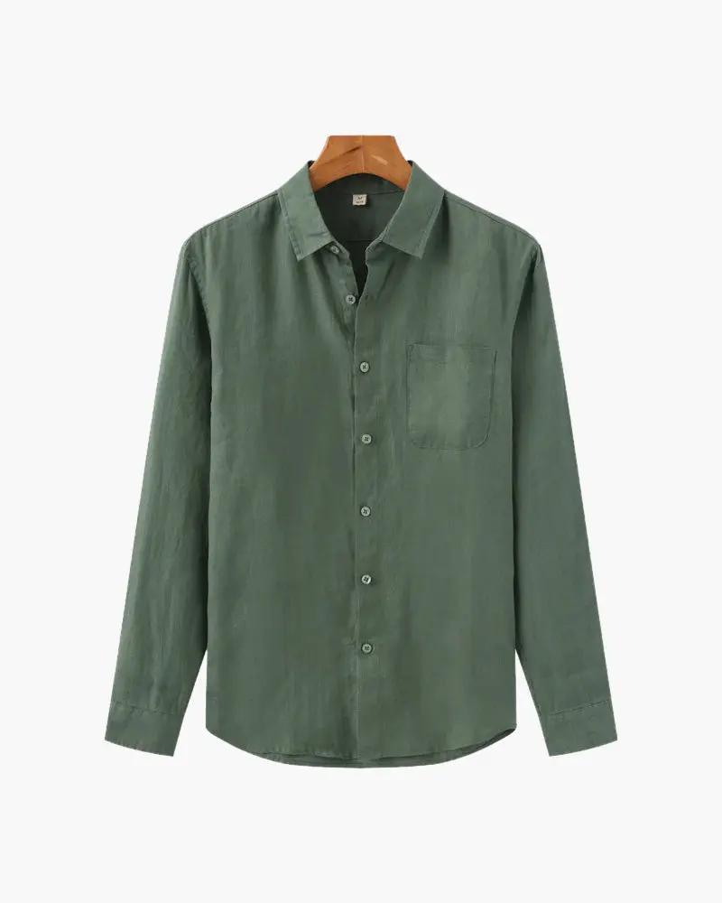 Chemise en lin beige Cape Town de la marque Old Money, style décontracté avec col et manches longues.