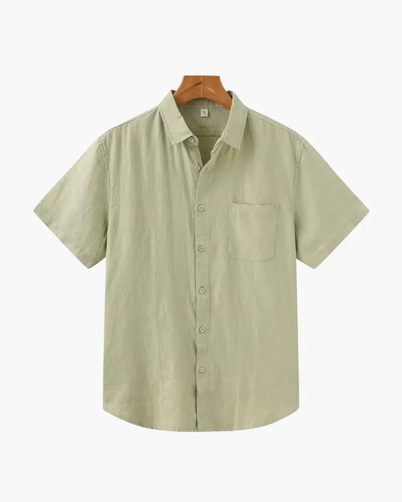 Chemise en lin Old Money Cape Town à manches courtes, couleur beige, décontractée et élégante, idéale pour l'été.