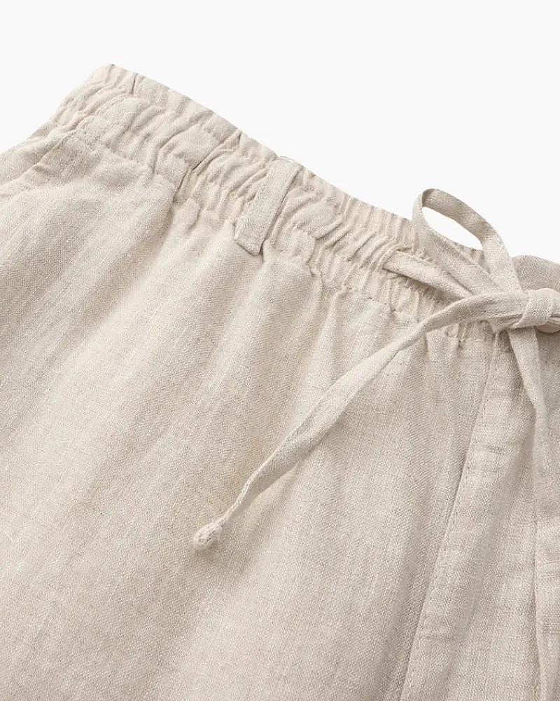Shorts en lin beige Casablanca de la marque Old Money, élégants et confortables pour un style décontracté.