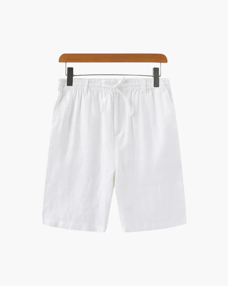 Pantalons courts en lin beige Casablanca de la marque Old Money, style premium, avec détails de couture visibles.