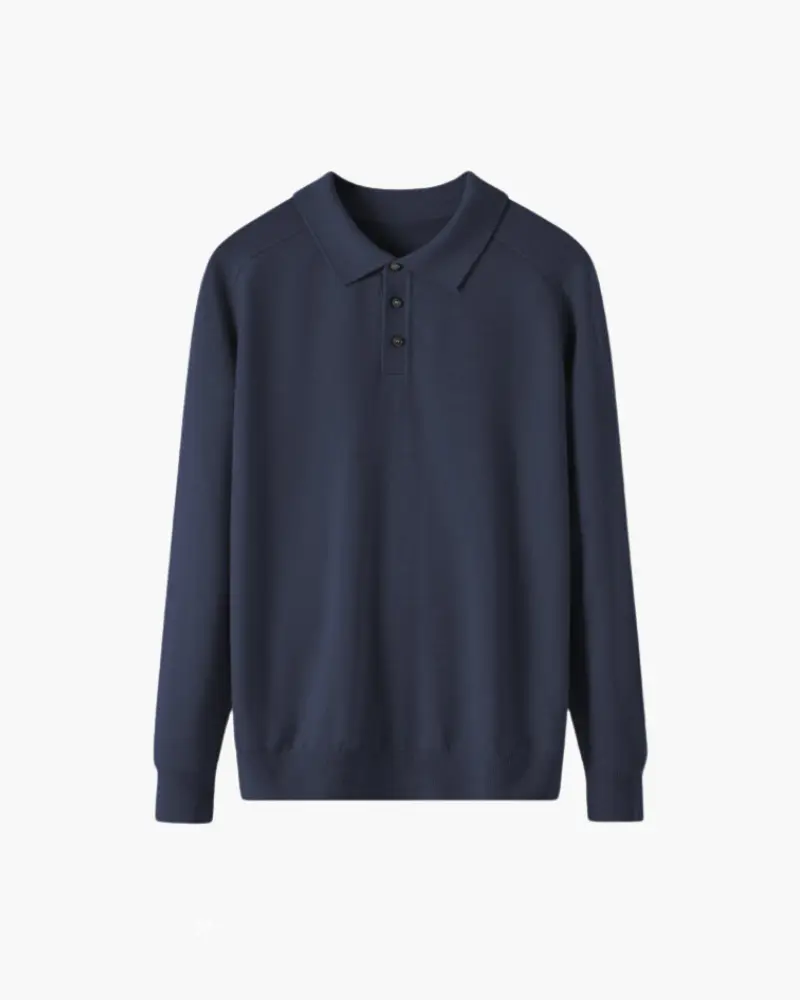 Pull-over en laine 100 % Premium Wool Old Money beige, vue de face, détail du col et de la texture douce.