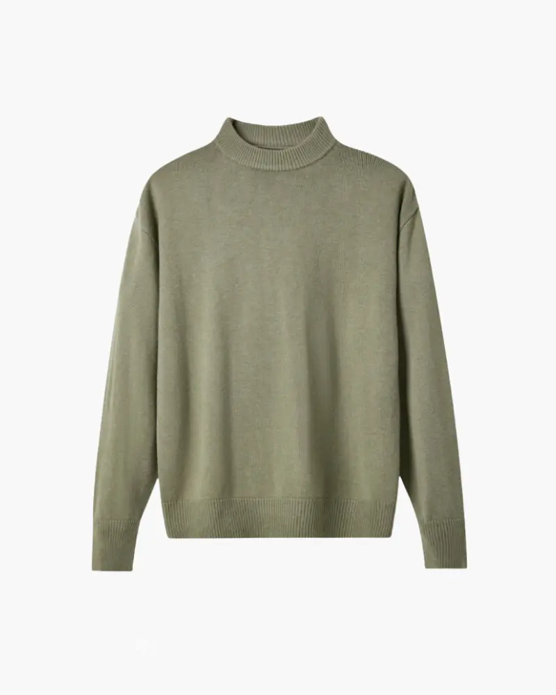 Pull à col roulé en laine 100% premium Old Money, beige, taille XS, texture douce et élégante.