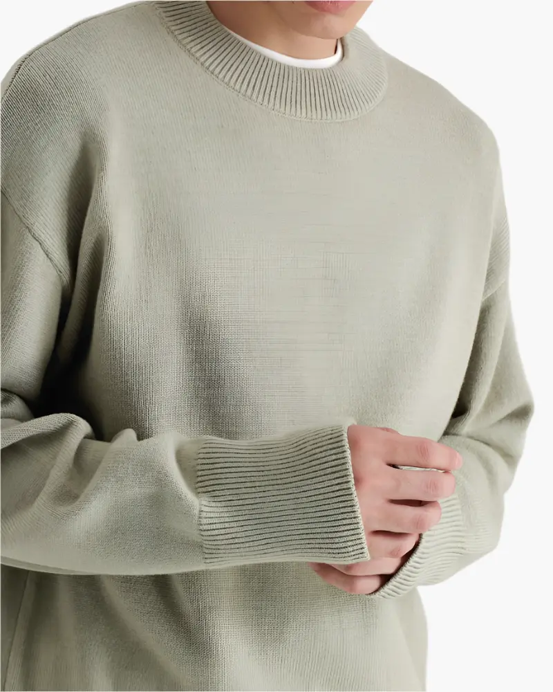 Pull à col roulé en laine 100 % premium de la marque Old Money, beige, taille XS, tissu doux et chaud.