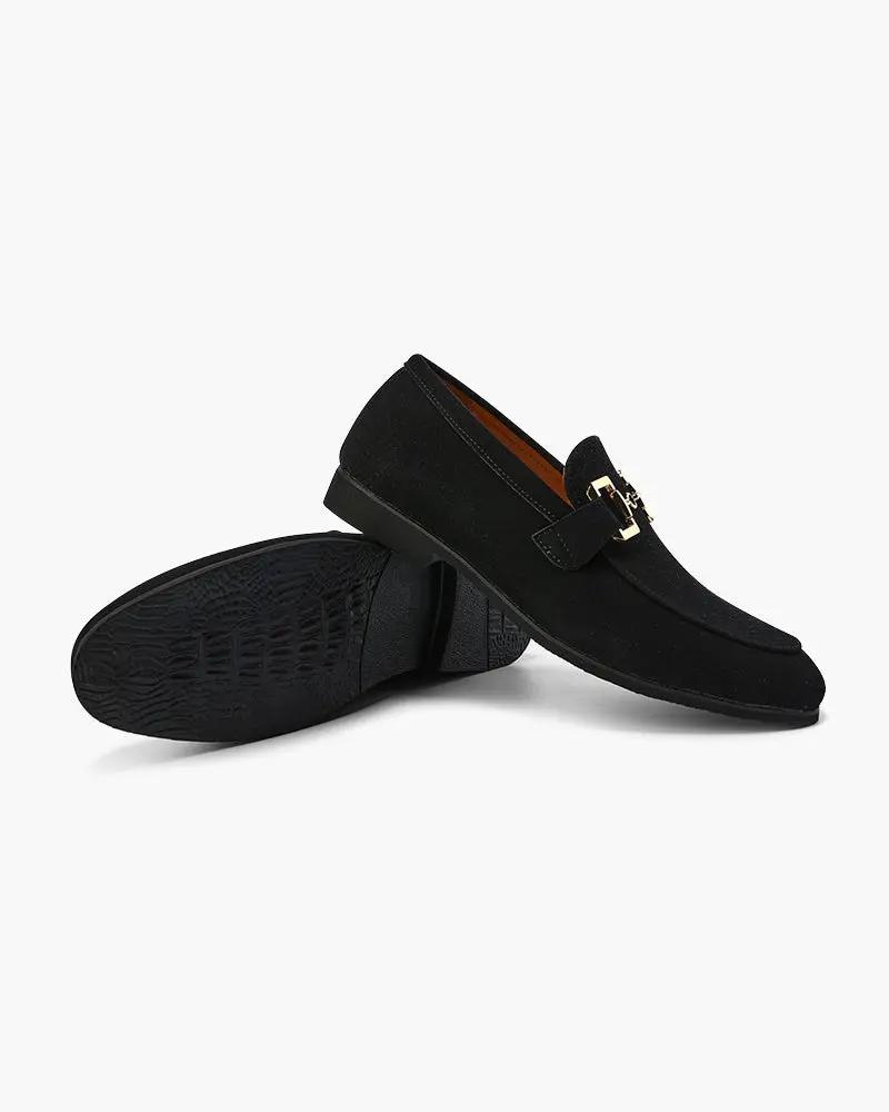 Mocassins en daim luxe Old Money de couleur noire, taille EU 38, élégants et confortables pour un style sophistiqué.