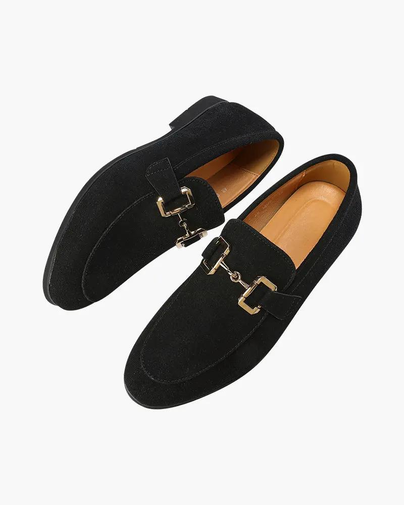 Mocassins en daim de luxe Old Money, modèle noir, taille 38 EU, élégants et confortables pour homme.