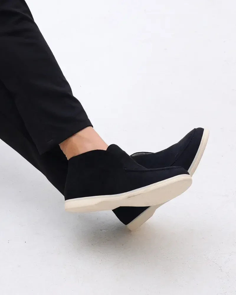 Mocassins en daim noir Old Money High pour hommes, taille EU 39, style élégant et confortable.