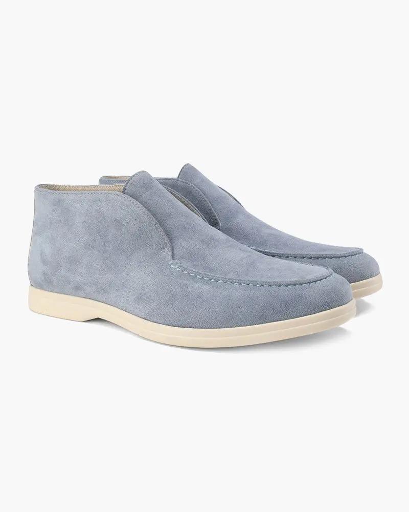 Mocassins en daim noir Old Money High Money, pointure EU 39, vue de face sur fond blanc
