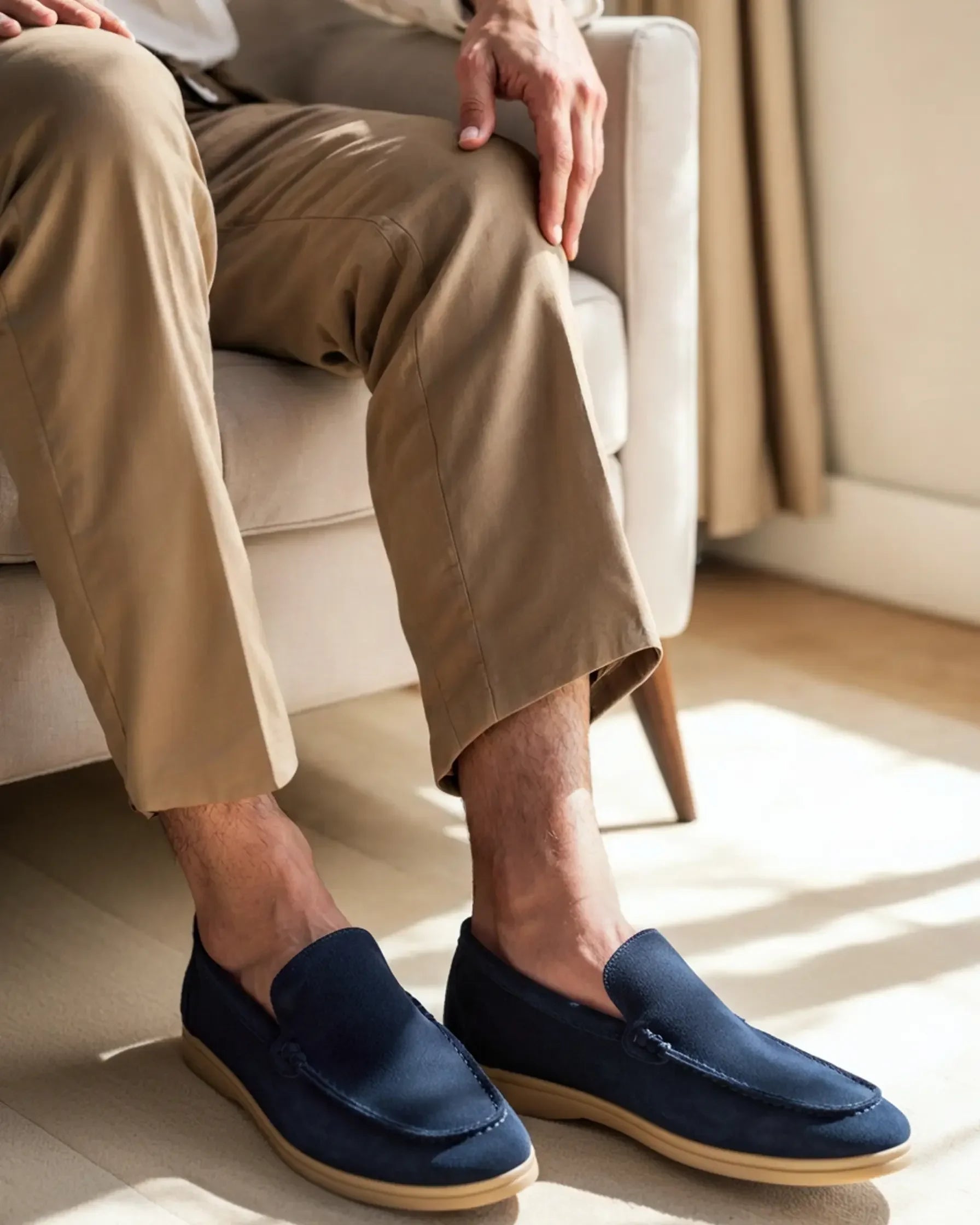Mocassins en daim Old Money Premium de couleur caramel, taille EU 39, style élégant pour homme.
