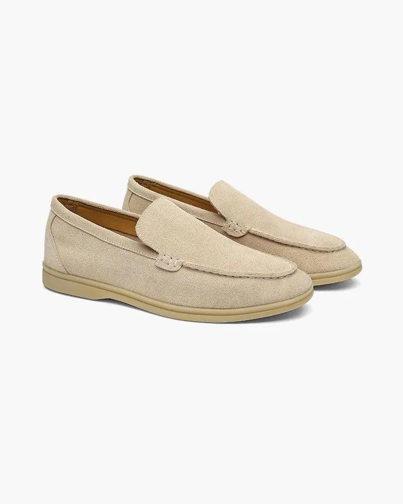 Mocassins en daim Old Money Premium de couleur caramel, taille 39 EU, avec finition élégante et semelle en cuir.