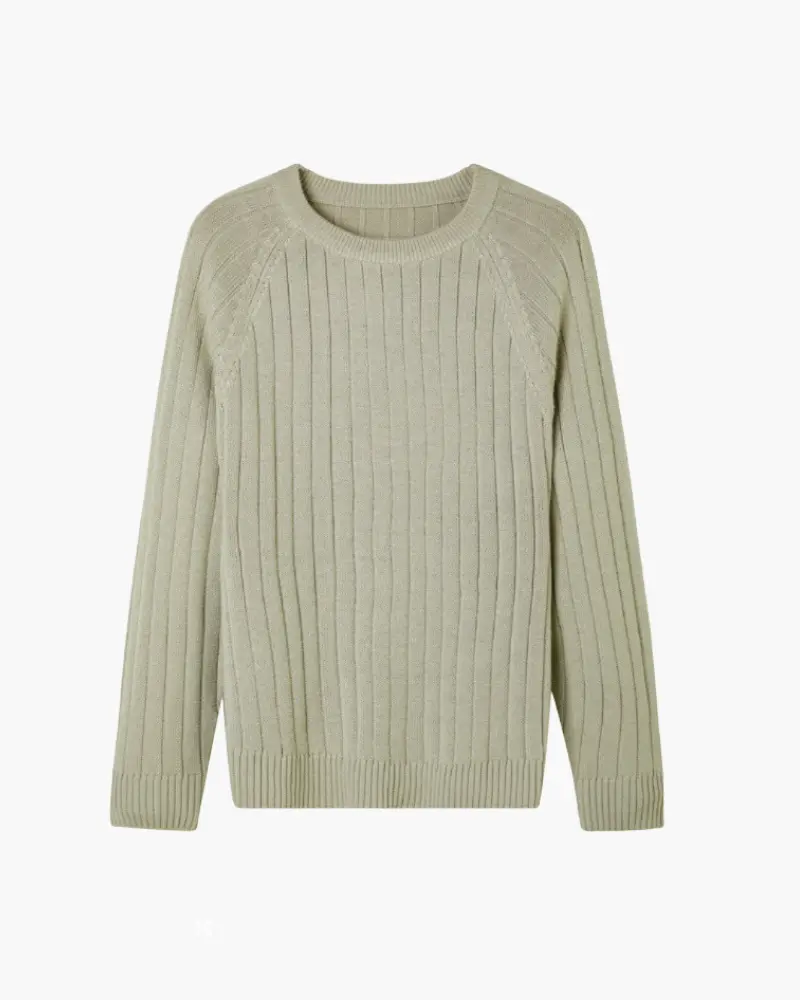 Pull en laine 100 % de qualité supérieure de la marque Old Money, gris, taille XS, détails tissés et texture douce visible.