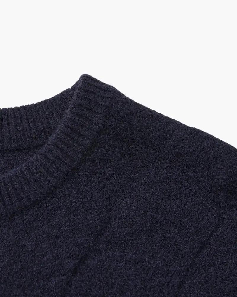 Pull en maille diamant Old Money, col rond, couleur ivoire, taille XS, vue de face avec texture en tricot.