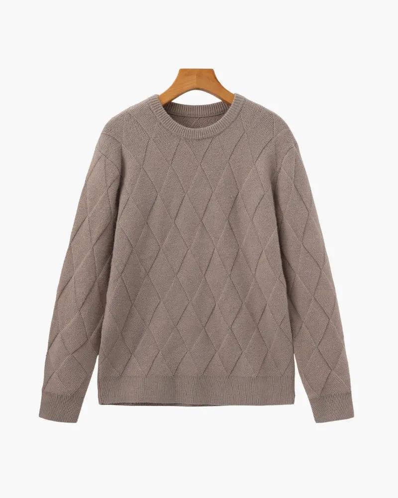 Pull-over en maille Diamond Knit de Old Money en ivoire, col rond avec motif en diamant, taille XS, tissu doux et chaud