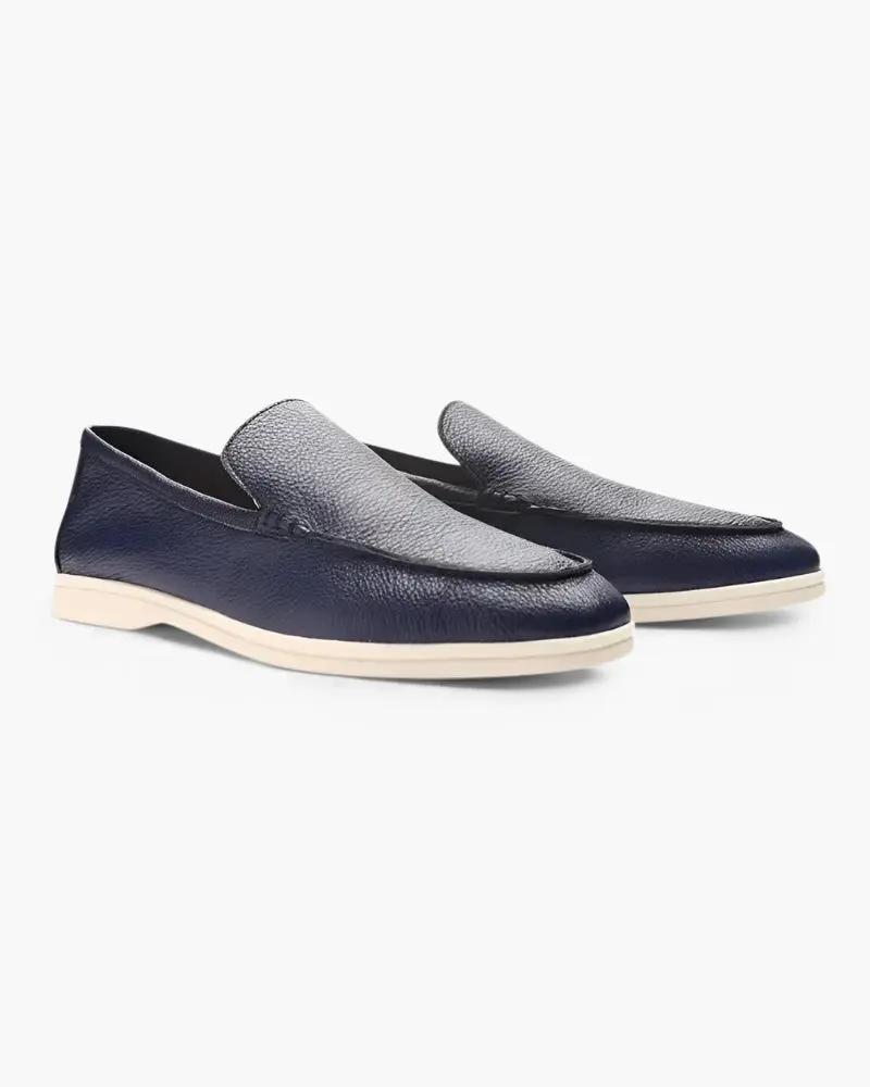 Mocassins en cuir de vachette Old Money, modèle Old Money Marine Blue, taille EU 38 / UK 5, intérieur en cuir, style classique.