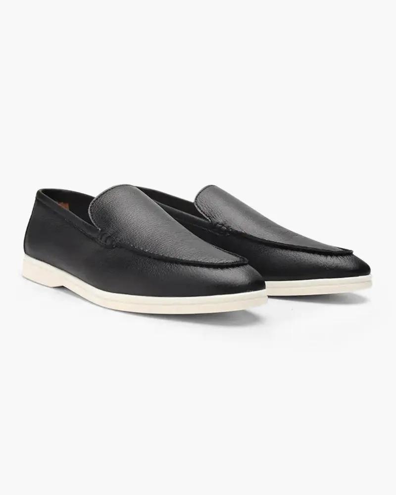 Mocassins en cuir de vachette Old Money Marine Blue, taille EU 38 / UK 5, avec finition élégante et semelle en cuir.