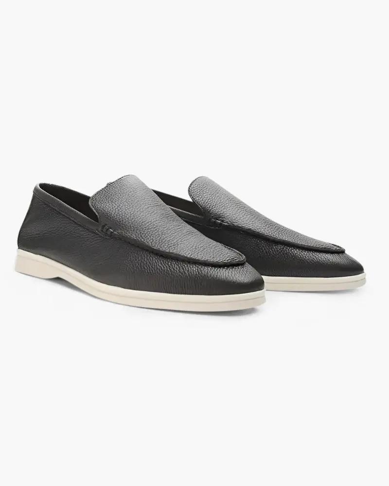 Mocassins en cuir de vachette Old Money Marine Blue, taille EU 38, semelles en cuir élégantes pour homme.