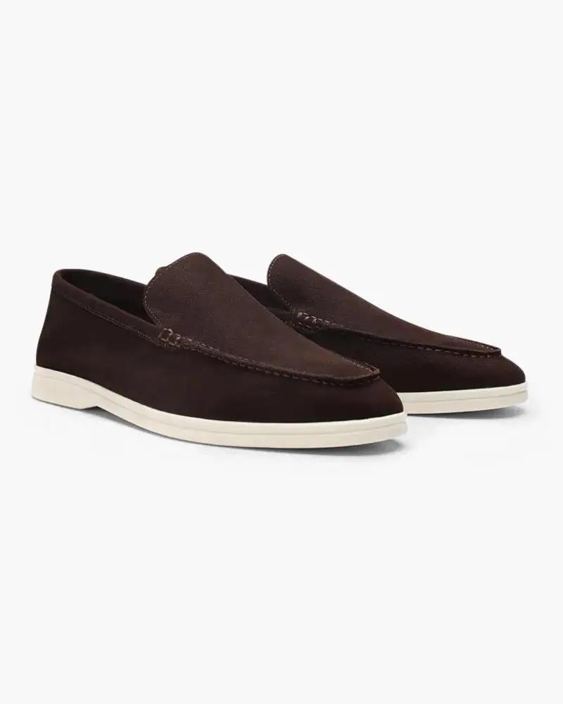 Mocassins en cuir de vachette Old Money, modèle Marine Blue, taille EU 38 / UK 5, avec finition élégante et semelle en cuir.