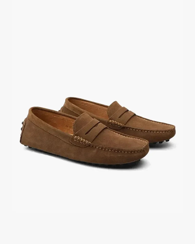 Mocassins en daim Old Money Driver, couleur marine, pointure EU 38, style décontracté et élégant pour hommes.