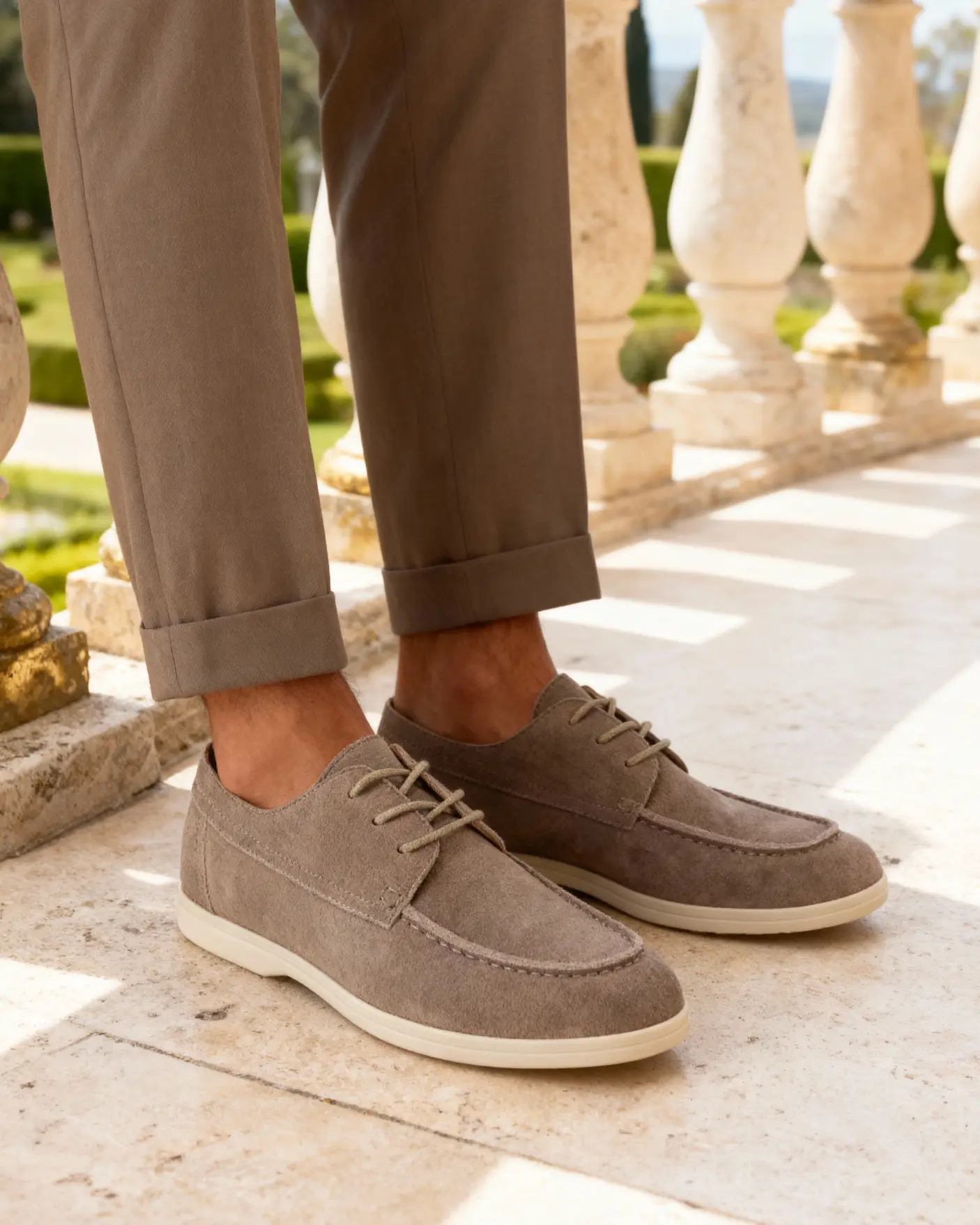 Chaussures en daim premium à lacets Old Money de couleur moka, taille EU 39, style élégant et sophistiqué.