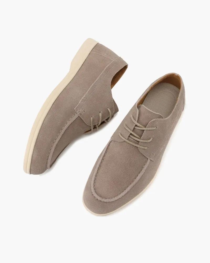 Chaussures en daim haut de gamme Old Money avec lacets, couleur moka, taille EU 39, pour un style élégant et sophistiqué.