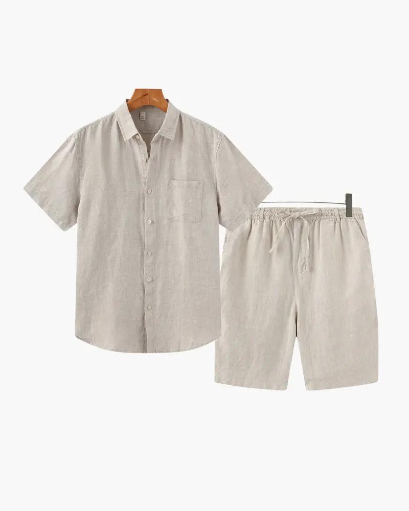 Shorts en lin beige Old Money WorldWide, mode décontractée avec design confortable et élégant pour un style casual.