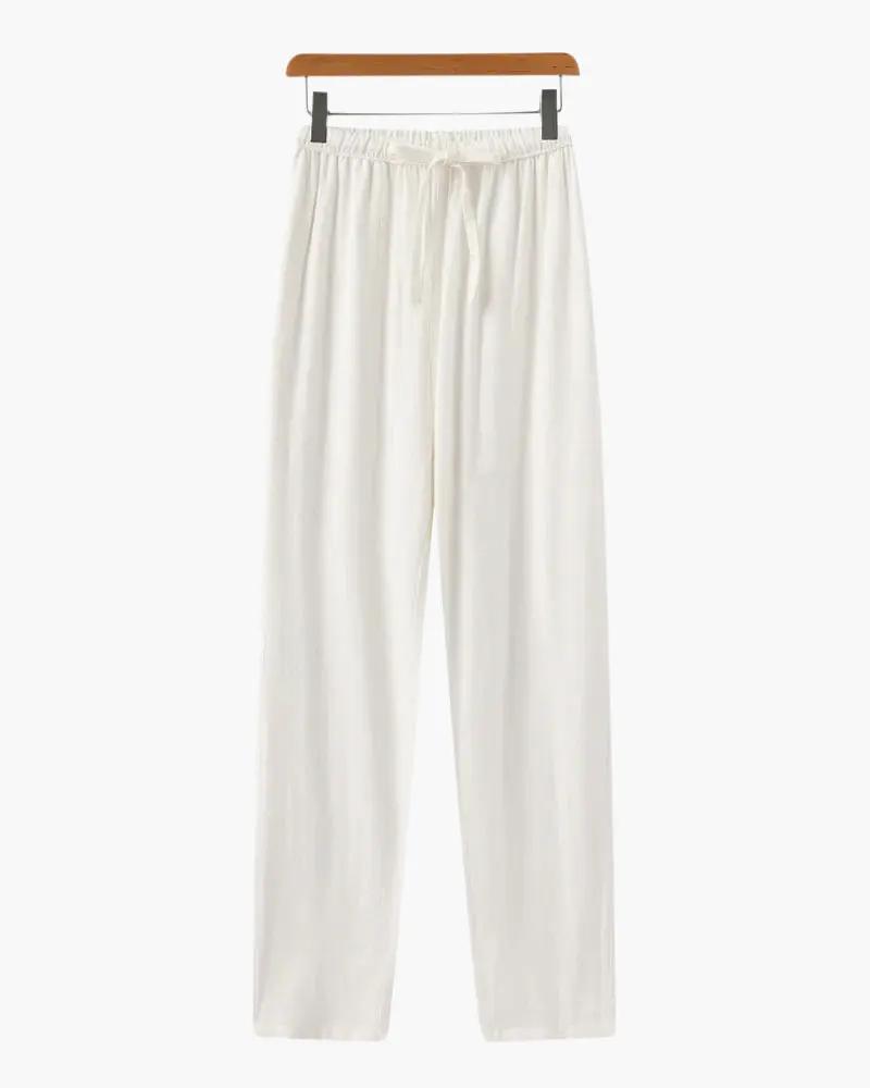 Pantalon en lin Marrakech Old Money WorldWide beige, coupe slim, tissu léger, pour homme.