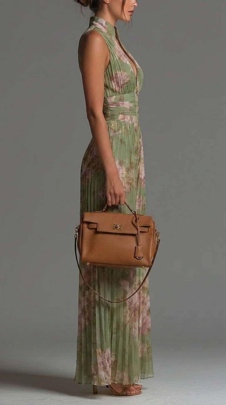 Combinaison fluide plissée à fleurs en chiffon de la marque Olivia Reed Fashion, style élégant et confortable.