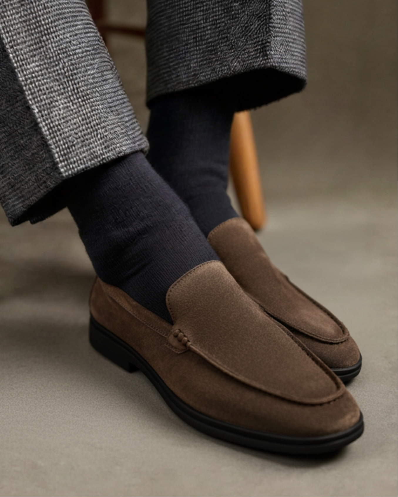 Premium Suede Loafers - Black Soles Old Money