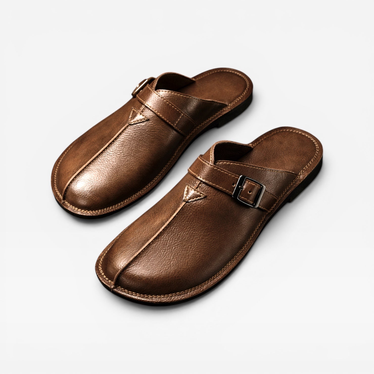 Sandales pour hommes Danoir Paris en cuir, mules d'été à enfiler avec bride à boucle, visibles sur l'image riccardo_07_v4