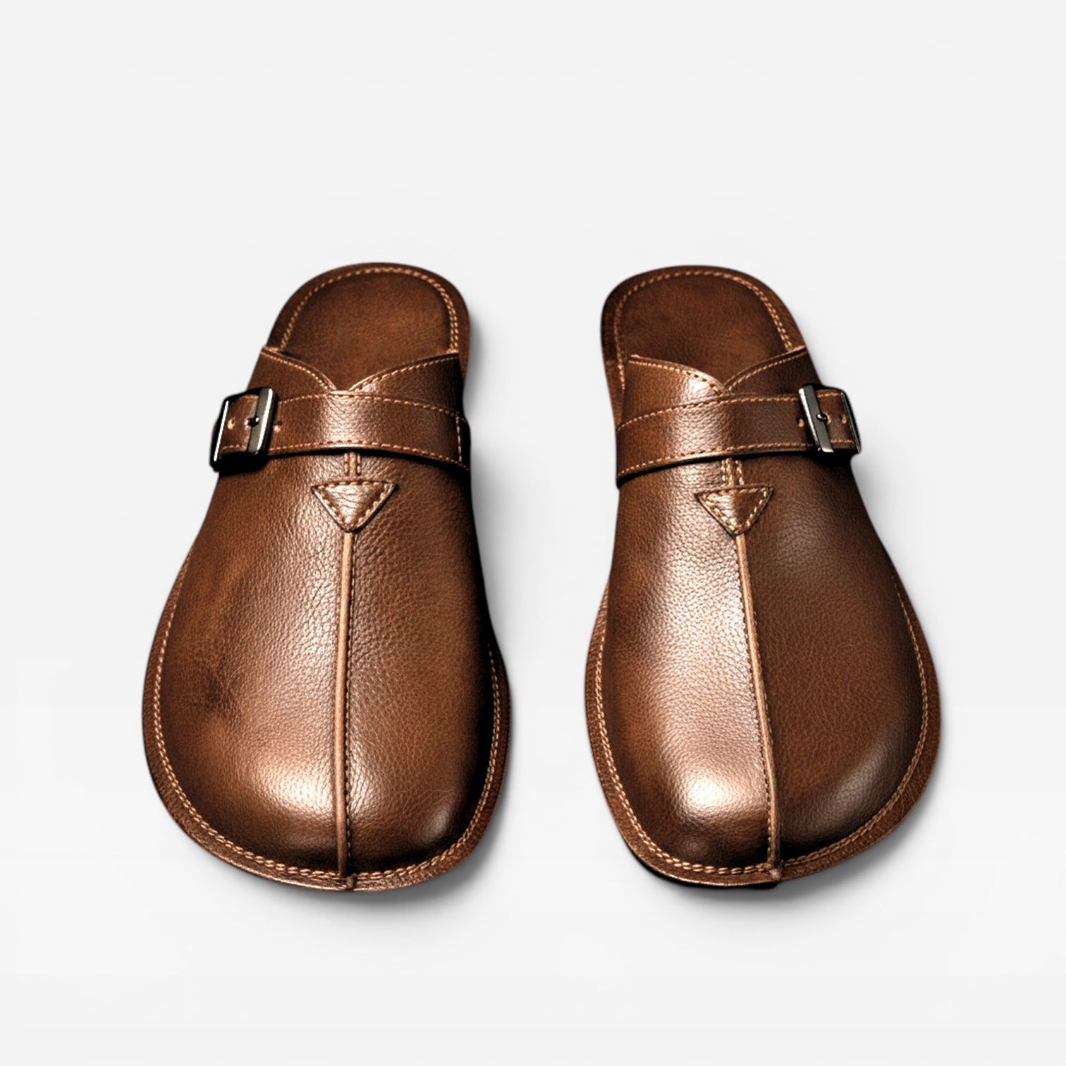 Sandales en cuir pour hommes Danoir Paris, mules d'été à enfiler avec bride à boucle, visibles sur Riccardo_10_v4.